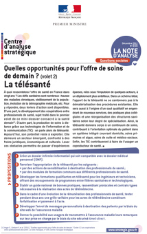 "La Télésanté", note d'analyse du Centre d'analyse stratégique, n° 255