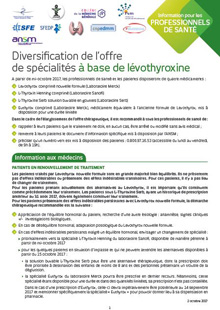 Diversification de l’offre de spécialités à base de lévothyroxine - Point d'information pour les Professionnels de santé, par l’Agence nationale de sécurité du médicament et des produits de santé (ANSM)