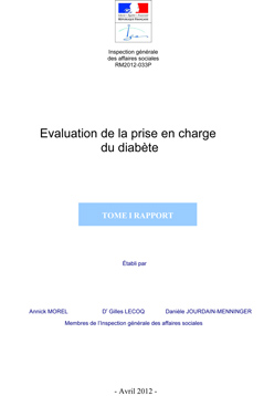 "Evaluation de la prise en charge du diabète", rapport de l'Inspection générale des affaires sociales (IGAS), tome 1