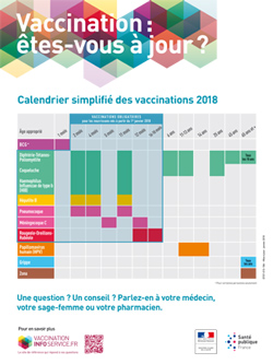 Affiche sur le calendrier vaccinal simplifié 2018, éditée par Santé publique France